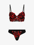 Ensemble lingerie en dentelle motif roses - Rouge - 1