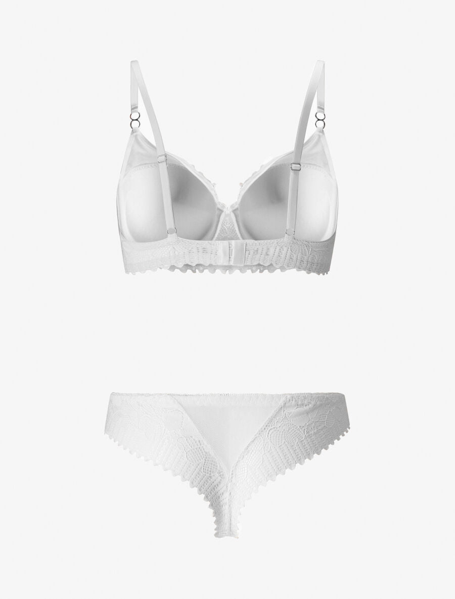 Ensemble soutien-gorge et string en dentelle - Blanc - 2