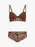 Ensemble push up et culotte en dentelle - Marron - 1