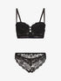 Ensemble soutien-gorge et tanga en dentelle florale - Noir - 1