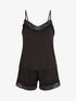 Ensemble caraco et short de pyjama satiné - Noir - 3