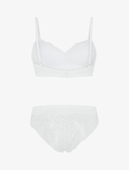 Ensemble lingerie en dentelle sans couture - Blanc - 2