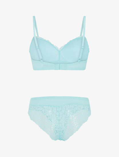 Ensemble lingerie en dentelle sans couture - Turquoise - 2
