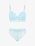 Ensemble soutien-gorge push-up et tanga en dentelle - Bleu ciel - 4