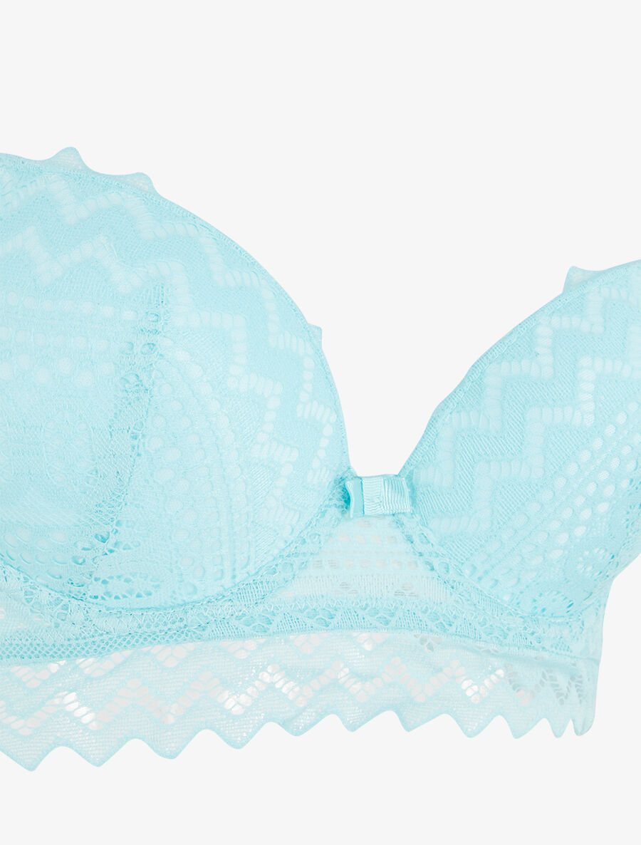 Ensemble soutien-gorge push-up et tanga en dentelle - Bleu ciel - 3