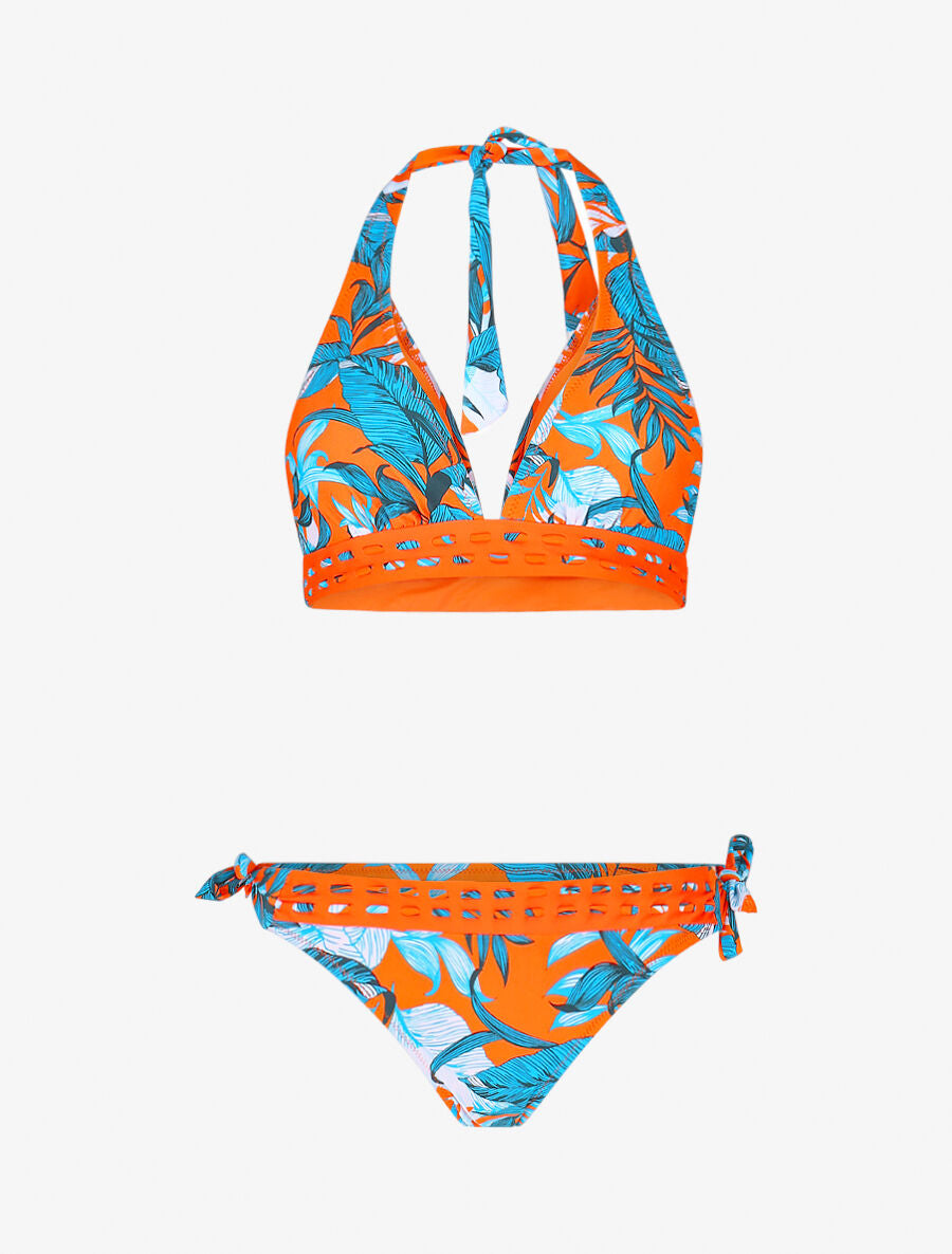 Bikini motif tropical - Orange fluo - 1