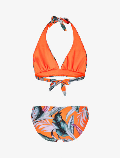 Maillot de bain 2 pièces triangle imprimé tropique - Orange fluo - 2