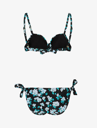 Maillot de bain 2 pièces à noeud imprimé floral - Noir - 2