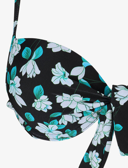 Maillot de bain 2 pièces à noeud imprimé floral - Noir - 3