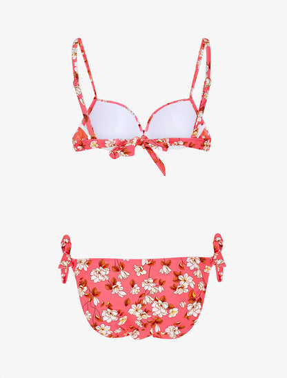 Maillot de bain 2 pièces à noeud imprimé floral - Corail - 2