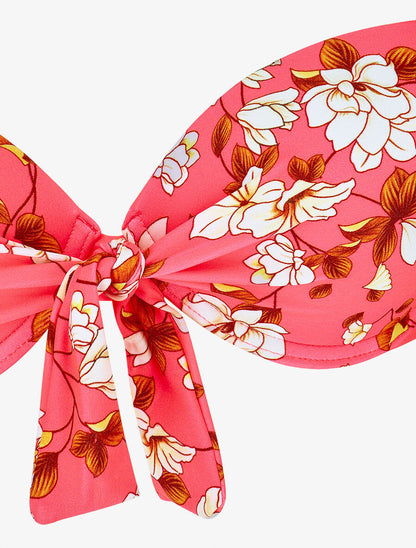 Maillot de bain 2 pièces à noeud imprimé floral - Corail - 3