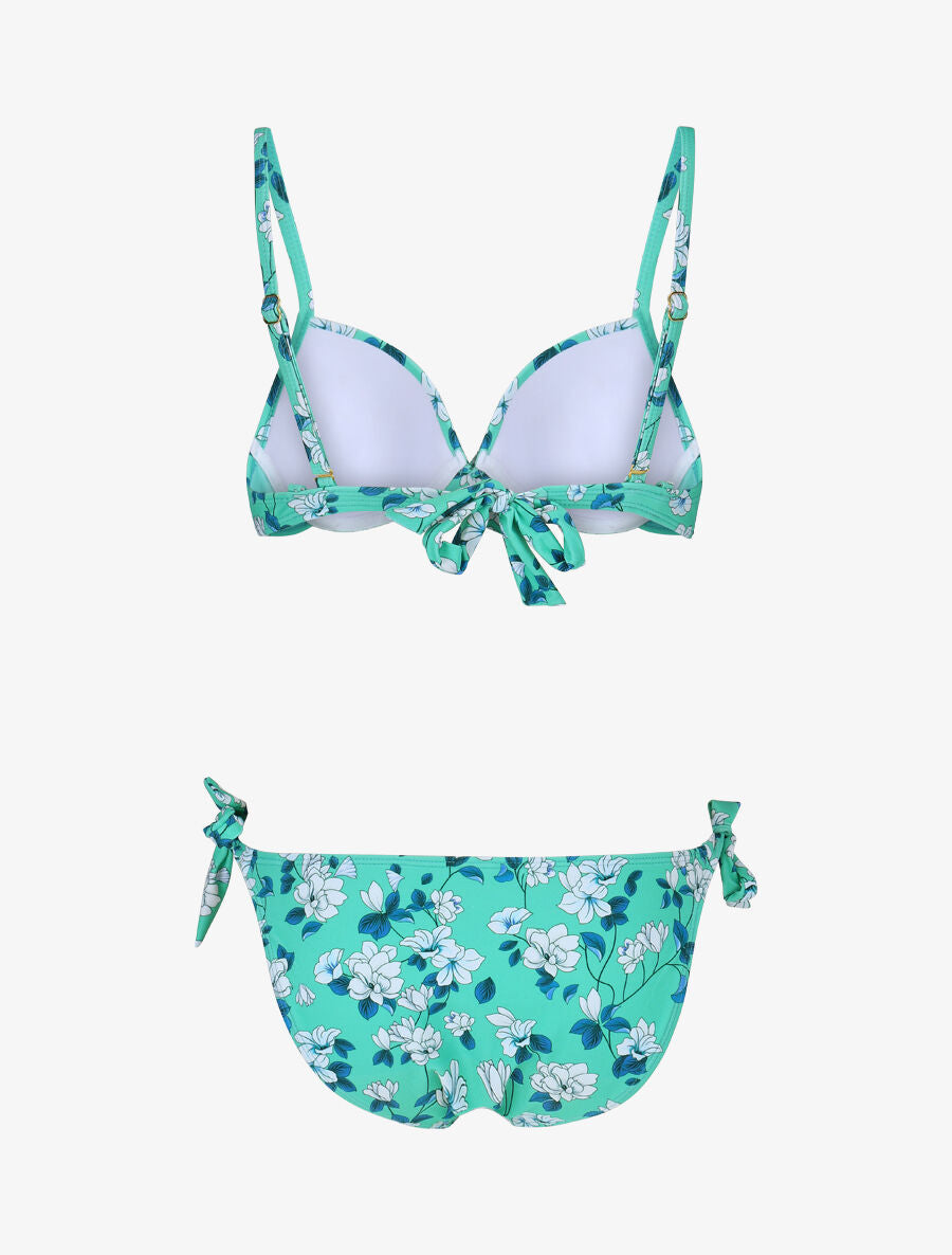 Maillot de bain 2 pièces à noeud imprimé floral - Vert d&