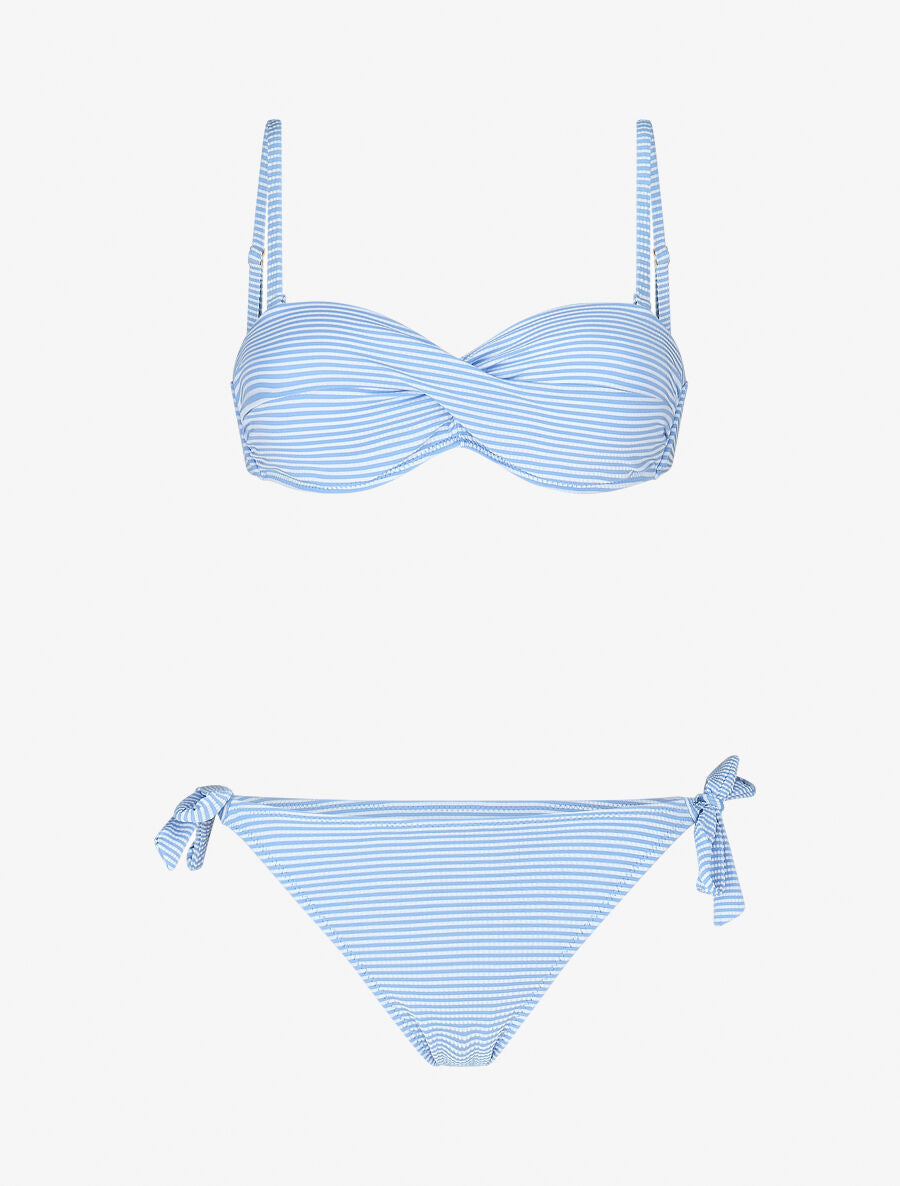 Bikini imprimé rayé - Bleu ciel - 4