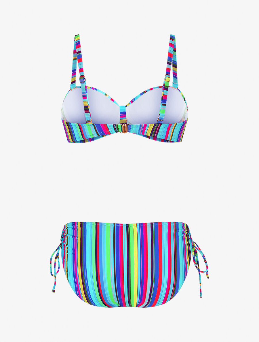 Bikini à imprimé rayures - Bleu ciel - 2