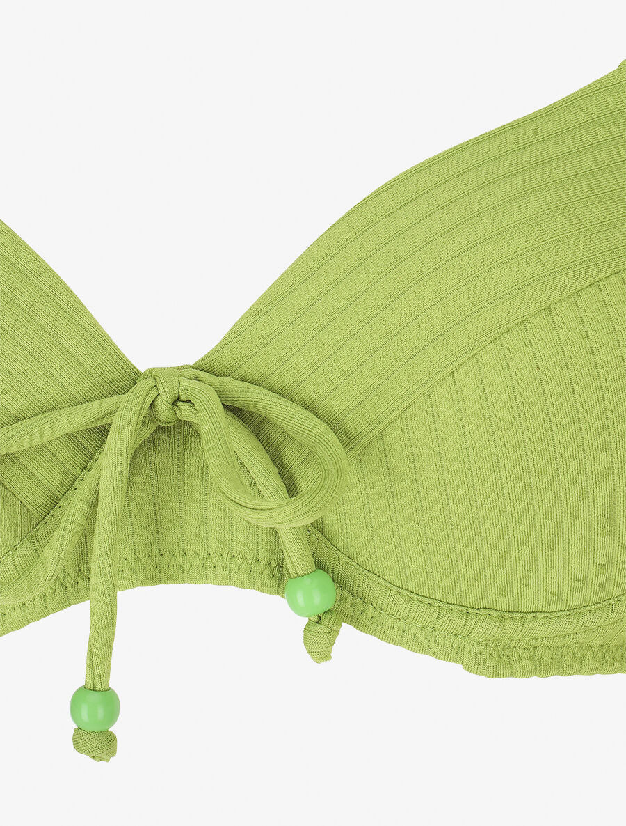 Bikini uni effet texturé - Vert anis - 3