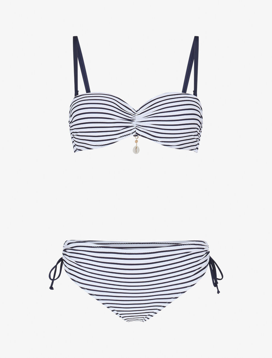 Bikini à imprimé style marinière - Blanc - 4