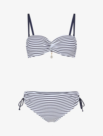 Bikini à imprimé style marinière - Blanc - 4