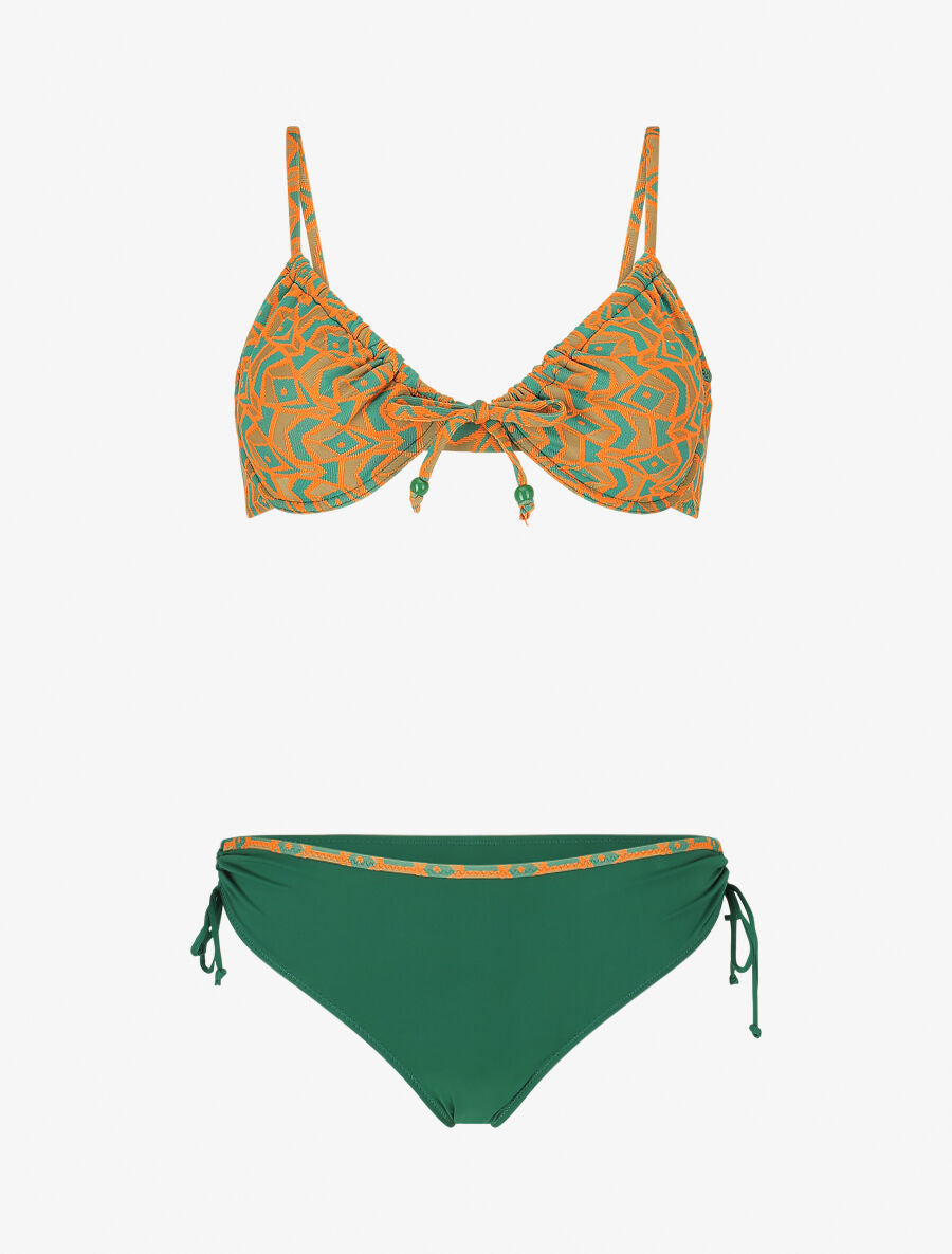 Bikini à imprimé graphique - Vert - 1