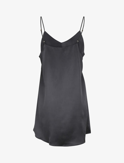 Ensemble kimono et nuisette satinés - Noir - 5