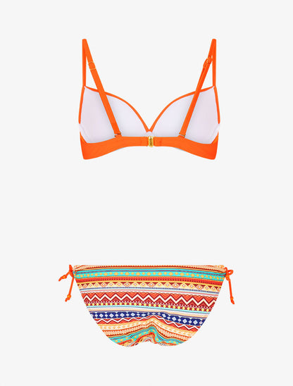 Bikini dépareillé à imprimé aztèque - Orange - 2
