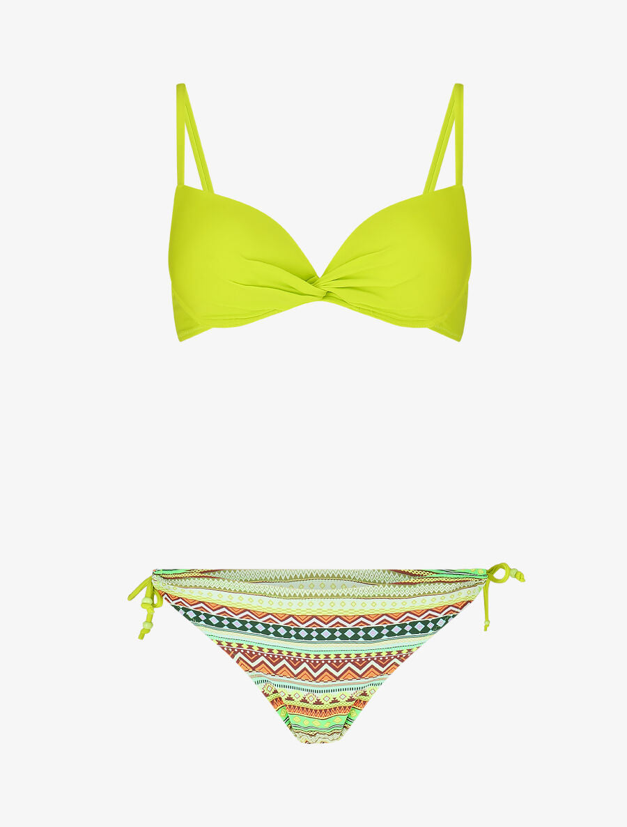 Bikini dépareillé à imprimé aztèque - Vert fluo - 4
