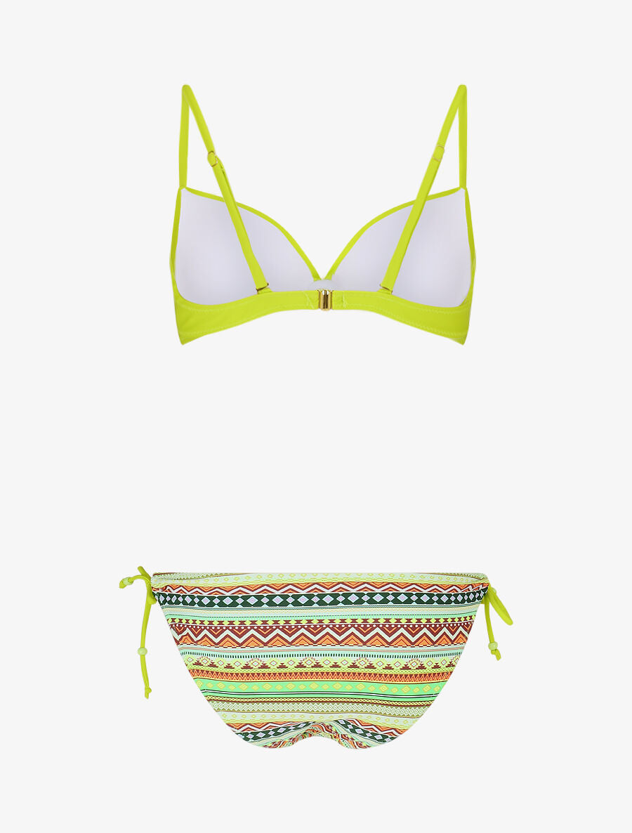 Bikini dépareillé à imprimé aztèque - Vert fluo - 2