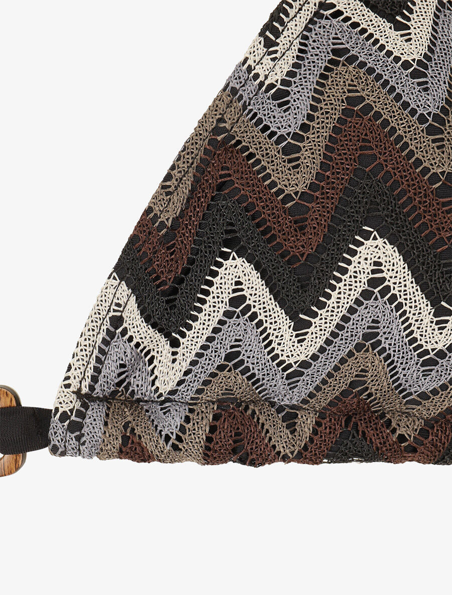 Bikini triangle imprimé zigzag - Noir - 3