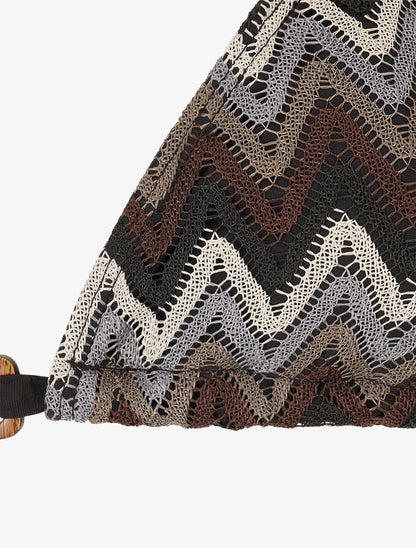 Bikini triangle imprimé zigzag - Noir - 3