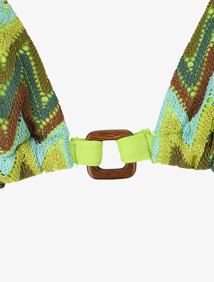 Bikini triangle imprimé zigzag - Vert fluo - 3