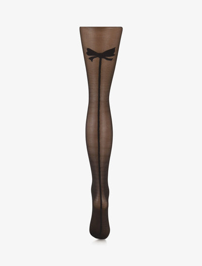 Collants en voile à motif noeuds - Noir - 2