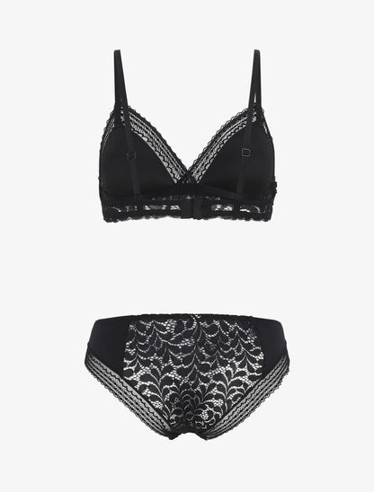 Ensemble push up en dentelle à motifs fleuri - Noir - 2