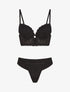 Ensemble soutien-gorge et tanga en dentelle - Noir - 1
