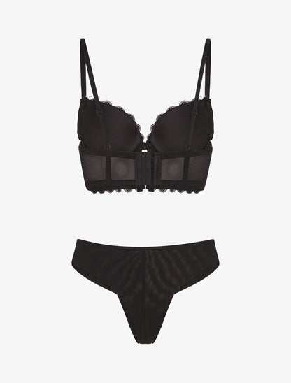 Ensemble soutien-gorge et tanga en dentelle - Noir - 2