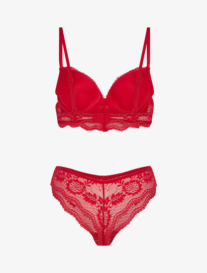 Ensemble soutien-gorge et tanga à détail irisé - Rouge - 2