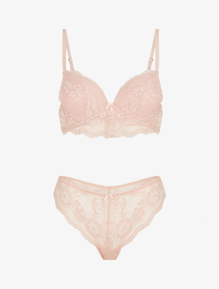Ensemble soutien-gorge et tanga à détail irisé - Rose - 3