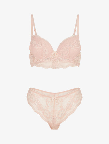 Ensemble soutien-gorge et tanga à détail irisé - Rose - 3