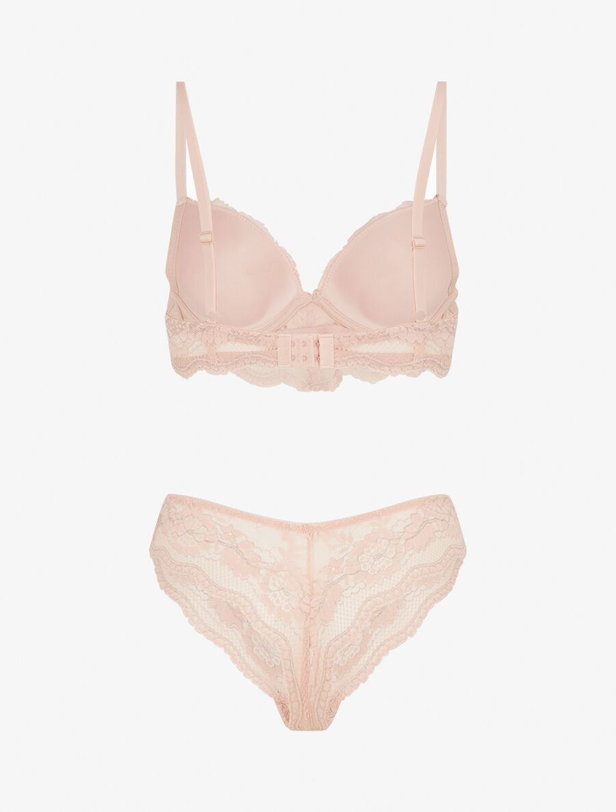 Ensemble soutien-gorge et tanga à détail irisé - Rose - 2