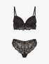 Ensemble soutien-gorge et tanga à détail irisé - Noir - 1