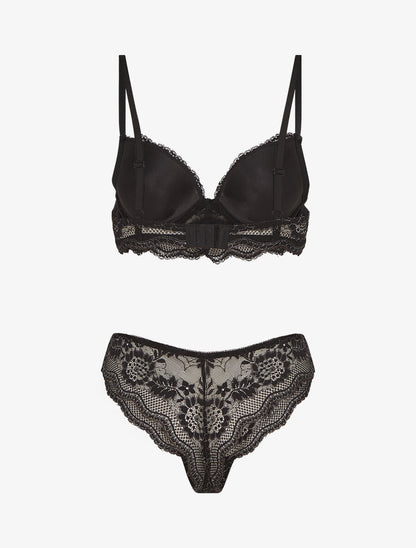 Ensemble soutien-gorge et tanga à détail irisé - Noir - 2