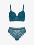 Ensemble soutien-gorge et tanga à bijoux arbre strassé - Bleu canard - 3