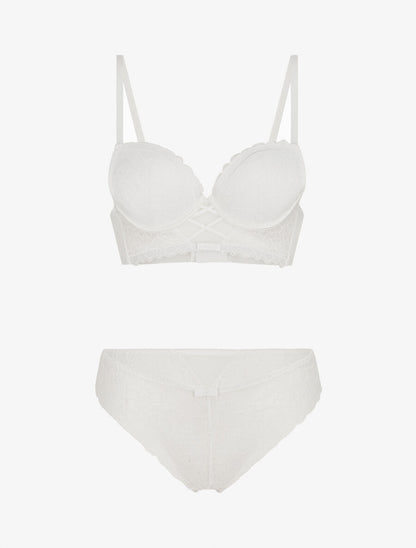 Ensemble soutien-gorge et culotte en dentelle - Blanc - 1