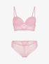Ensemble soutien-gorge et culotte en dentelle - Rose - 1