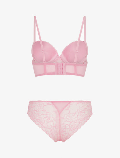 Ensemble soutien-gorge et culotte en dentelle - Rose - 2