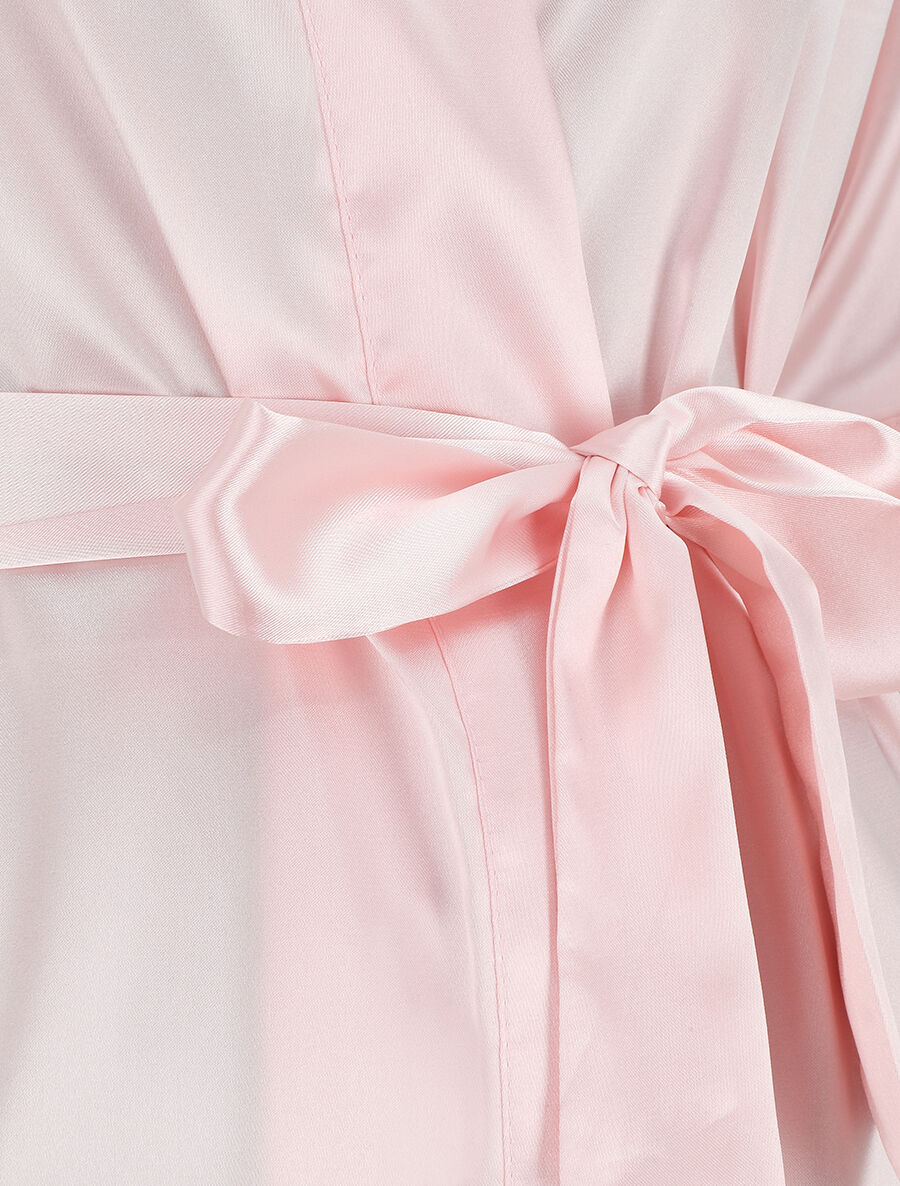 Kimono satiné manches courtes - Rose pastel - 3