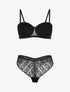 Ensemble soutien-gorge et tanga ajouré en dentelle - Noir - 1