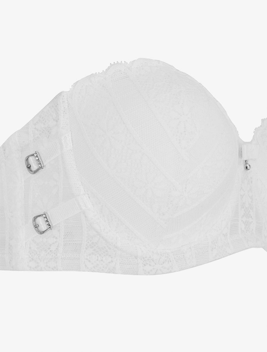Ensemble soutien-gorge et tanga ajouré en dentelle - Blanc - 3