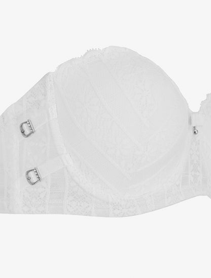 Ensemble soutien-gorge et tanga ajouré en dentelle - Blanc - 3