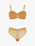 Ensemble soutien-gorge et tanga ajouré en dentelle - Camel - 1
