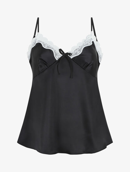 Ensemble caraco et short de pyjama satiné - Noir - 6