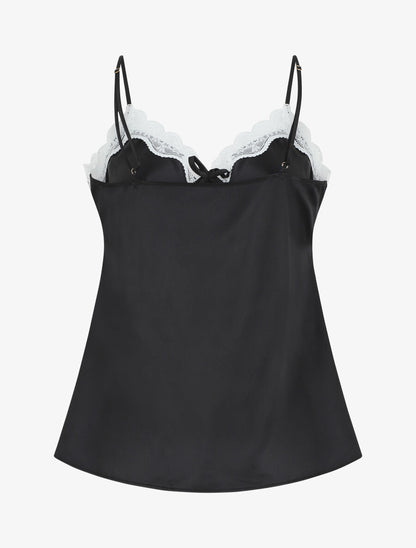 Ensemble caraco et short de pyjama satiné - Noir - 2